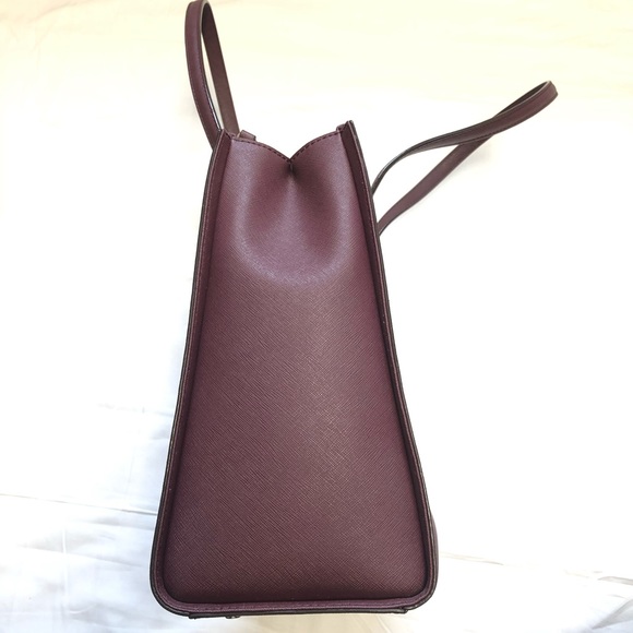 Kate Spade Tote Shoulder Bag Maroon Large Zipper - Picture 5 of 12